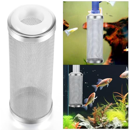 2PCS Filter Covers Aquarium, 16mm Stainless Steel Filter Intake Guard Aquarium, Metal Fish Tank Mesh Intake Strainer, Metal Prefilter Tube Net Cover, Shrimp Tank Accessories for Fish Tanks Inlet Pond
