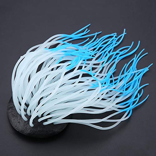 AYNEFY Simulation Artificial Silicone Sea Anemone Decor,Aquarium Luminous Ornament Fluorescent Sea Anemone Decoration for Fish Aquarium Landscaping Decor - color: Blue