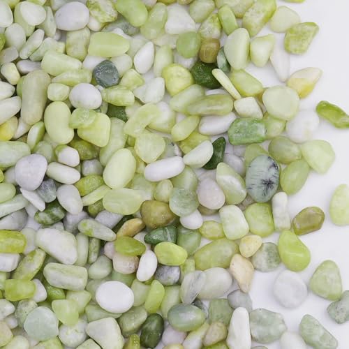 5 lbs Jade Pebbles for Indoor Plants, Decorative Pebbles for Bamboo, Vase, 3/8" Plant Gravel for Pots Indoor, Highly Polished Small River Rocks - color: Jade