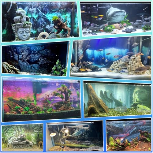 Aquarium Background Stickers - Planet, Blue, Space, Self-Adhesive Fish Tank Reptile Terrarium Decor Poster (60 x 30 cm / (23.6 x 11.8 inches)) - size: 60 x 30 cm / (23.6 x 11.8 inches)