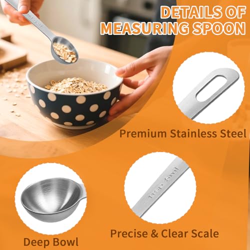 3 Pcs Stainless Steel Measuring Spoons – 5ml/1 Tsp Short Handle Scoops for Baking, Liquid Ingredients & Tea, Soup & Kitchen Cooking - size: 5ml(1 tsp)