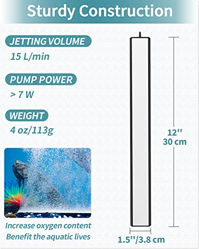 Pawfly Aquarium 12 Inch Air Stone Bar Bubble Diffuser Release Tool with Suction Cup Clip Accessory for Air Pumps DWC Systems Fish Tanks and Small Garden Ponds - size: White