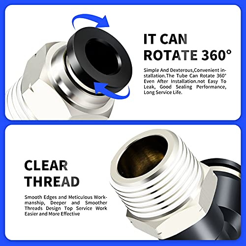 TAILONZ PNEUMATIC Elbow and Straight Combination 5/16 Inch Tube OD x 1/8 Inch NPT Thread Push to Connect Fittings PC-5/16-N1+PL-5/16-N1(Pack of 12) - size: 5/16"OD x 1/8"NPT