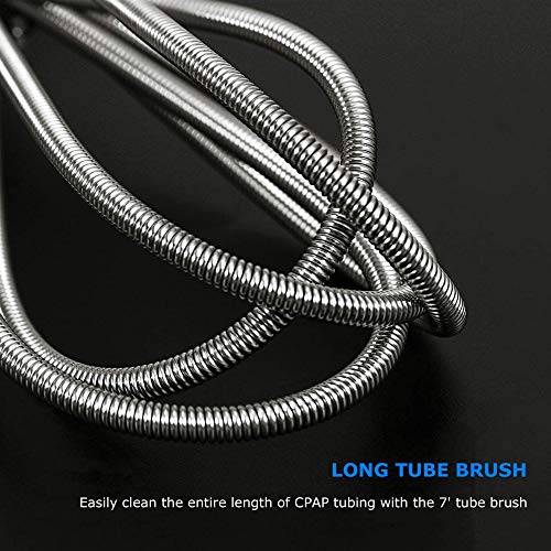 CPAP Tube Cleaning Brush-7 Feet Flexible + 7 Inches Handy Stainless Steel Wire Bristle Brush- Fits for Standard 22mm Diameter Tubing (Blue)