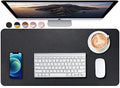 SUJAYU Dual Sided PU Leather Desk Pad, Mouse Pad, Office Desk Mat, Non-Slip Laptop Desk Pad, Waterproof Desk Writing Pad for Office and Home (23.6" x 11.8", Black) - color: Black, size: 11.8" x 23.6"