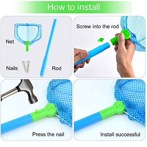 Coopay 2 Pieces Butterflies Fishing Net Catching Bug Floating Bait Beach Nets for Outdoor Playing - color: Blue + Orange