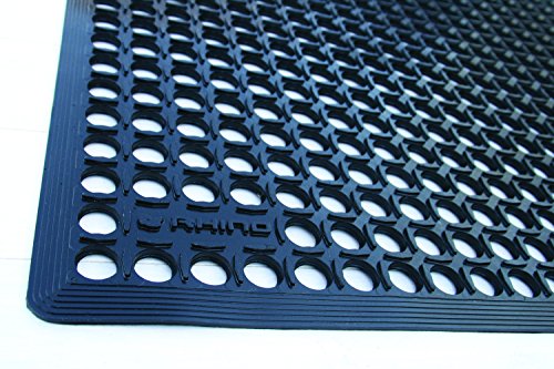 Rhino Mats, K-Series Comfort Tract Anti-Fatigue Drain-Thru, 3' x 5' x 1/2", Black, Restaurant Kitchen Drainage Non-Slip Grease-Resistance Floor Mat - size: 36"L x 36"W x 0.5"Th