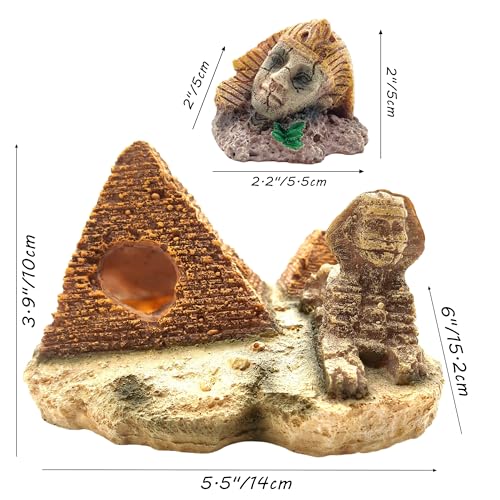 M2cbridge Aquarium Decor Castle Shipwreck Ornament Underwater Landscape(Egyptian Pyramid + Pharaoh) - color: Egyptian Pyramid + Pharaoh