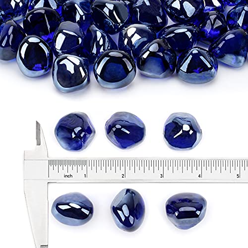 Stanbroil 10-Pound Fire Glass Diamonds - 1/2 inch Luster Fire Glass for Fireplace Fire Pit and Landscaping, Royal Cobalt Blue Luster - color: Royal Cobalt Blue Luster