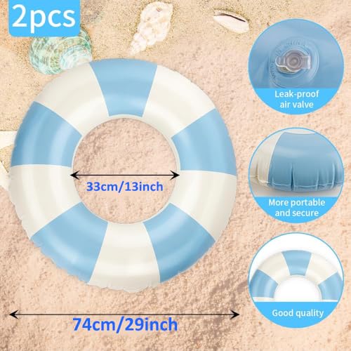 2 PCS Inflatable Pool Floats for Swimming Pool Party Lake Beach Adults - Floaties Pool Tubes Swim Rings Tubes Floaties for Beach Pool Party Decorations - color: Blue and Pink, size: 29"