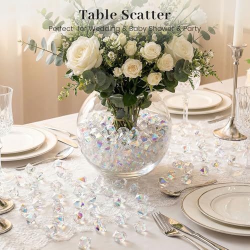 DomeStar 550PCS Bright Clear Vase Fillers, Small Acrylic Fake Ice Rocks Gems Crystals Diamonds Table Centerpiece Fish Tank Table Scatter Photography Props Display (0.4 * 0.6) - color: Bright Clear