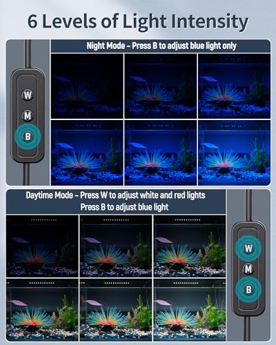 Pawfly 21W Aquarium LED Light for 30 to 36 Inch Fish Tanks Extendable Fish Tank Light with Full Spectrum Brilliant White Blue Red Lights with Daytime & Night Modes and Adjustable Brightness - color: Basic, size: 30"-36"
