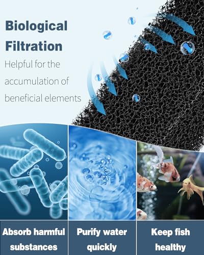 Pawfly 4 Pcs Replacement Filter Pads for 3-10 Gallon Internal Aquarium Filter, Fish Tank Filter Media Sponge, Black Bio Foam for Water Filtration - size: Replacement Filter(3-10 Gal)