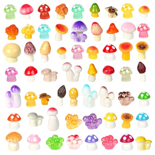 200pcs Mini Mushrooms Tiny Resin Mushrooms Miniature Little Small Mushroom Figures Bulk for for Micro Fairy Garden Landscape Aquarium Accessories Dollhouse Hide Crafts Decor - style: 200Pcs