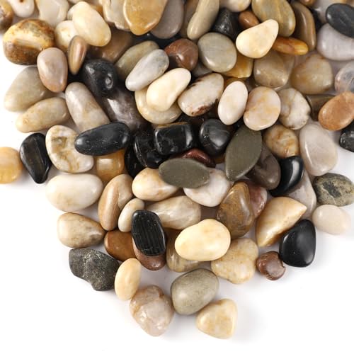 5LB 1/4-5/8Inch Polished River Rocks for Plants with Mixed Colors Decorative Natural River Stones Pebbles for Outdoor Small Stones Gravels for Home Decoration