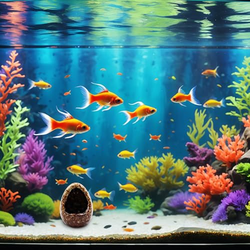 Fish Tank Decorations, 2 Pack Ceramic Broken Egg Ornaments, Aquarium Accessories, Decor for Fish Tank, Aquarium Decoration