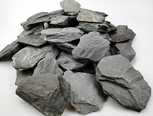 Voulosimi Natural Slate Rocks PH Neutral Stone Perfect Rocks for Aquariums, Landscaping Model,Tank Decoration,Amphibian Enclosures (3.5 LB, 5-7 inch) - color: 3.5 LB, size: 5-7 inch