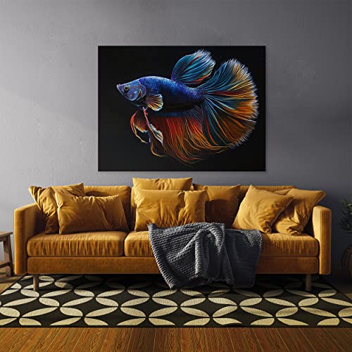 Sense Canvas Betta Fish Realistic 1 Canvas Art - Home Decor Wall Art Print Poster Painting Large 40x30 / 0.75"