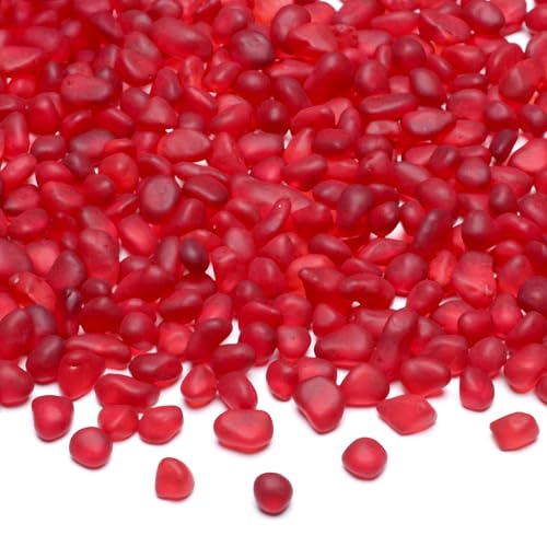 SUREAM Gravel for Fish Tank, 0.8 LB Glass Rocks for Vases, Fish Tank Stones for Vases Fillers, Garden, Aquarium, Succulent Plants, Christmas Decoration(Red) - color: Red