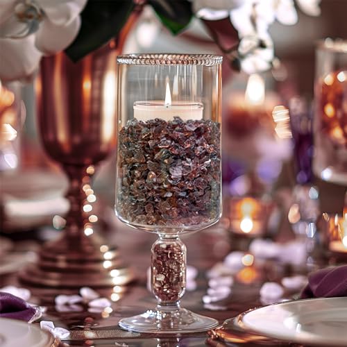 HappyFiller 1.3 LB Crushed Glass Sand Broken Pieces,Vase Fillers Candle Holder Fishbowl Pebbles Stones,Succulent Terrarium Gravels,Resin Art Crafts Project,Purple - color: Purple