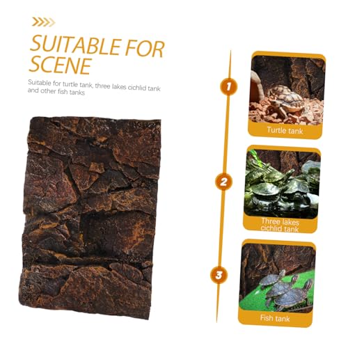 3D Textured Rock Background Board for Reptile and Aquarium Tanks Realistic PU Texture Habitat Decor Natural-Looking Terrarium Backdrop for Lizards Turtles Amphibians and Fish