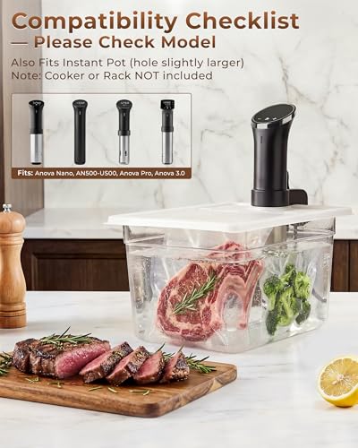 EVERIE Sous Vide Container 12 Quart EVC-12 with Collapsible Hinged Lid Compatible with Anova Nano or AN500-US00 or Anova Pro 3.0 or Anova Mini, Also Fits Instant Pot - color: Container with plastic lid