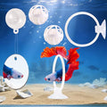 Betta Fish Toys, 2 PCS Fish Exercise Ring and Nitrifying Balls Set, Betta Mirror Toy Set, Feeding Ring with Suction Cup, Fishing Tank Accessories for Gifts (White) - color: White