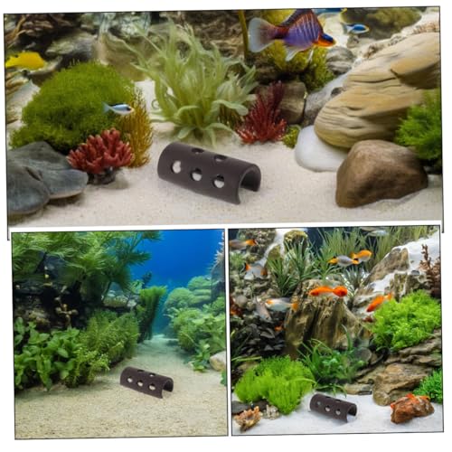 VOSAREA 2pcs Aquarium Breeding Cave and Shrimp Shelter Ceramic Fish Tank Decorative Shelter Red Clay Tree Stump Design, Small Betta Fish and Shrimp Hiding Hideout for Freshwater Aquatic