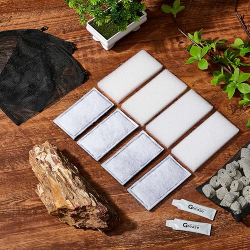 15 Pcs Underwater Filter Media Compatible with Fluval U2, Including 4 Biological Foam Mat, 4 Poly/Carbon, 500g Bio-Ring, 4 Mesh Bags, 2 Grease, Maintenance & Replacement Filter Media Kit - size: Compatible with Fluval U2