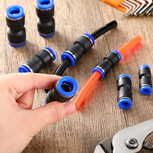 Konohan 100 Pcs Quick Connect Air Hose Fittings 1/8", 1/4", 5/16", 3/8", 1/2" Straight Push Metric Connectors Quick Release Plastic Pneumatic Air Line Fittings for Tube, Truck, Automotive, 2 Way - size: 4/6/8/10/12 mm