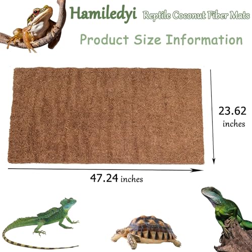 Hamiledyi Reptile Carpet Natural Coconut Fiber Tortoise Carpet Mats for Pet Terrarium Liner Reptile Supplies for Lizard Snake Chameleon Turtle Bedding Bunny Rabbit Mat (2 x Sheets) - size: 2 Packs/47.2 x 23.6 Inch