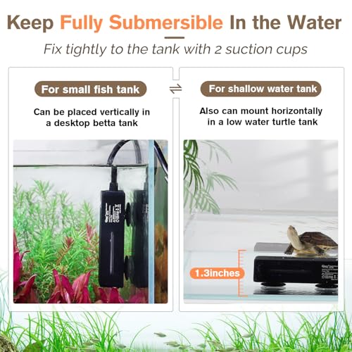 hygger Mini Fish Tank Submersible Heater 50W for 5-10 Gallons Small Betta Aquarium Heater with Digital Display Controller Adjustable Temperature - size: 50 Watt