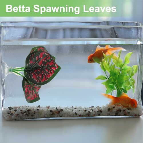 Betta Fish Leaf, Natural Habitat Simulation for Betta Spawnings Grounds, Betta Spawnings Leaves, Resting Bed, Three Leaves, Red Deep Green