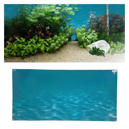 Aquarium Background Fish Tank Background Sticker PVC Self Adhesive 3D Sea Pattern Aquarium Poster(61x41cm)
