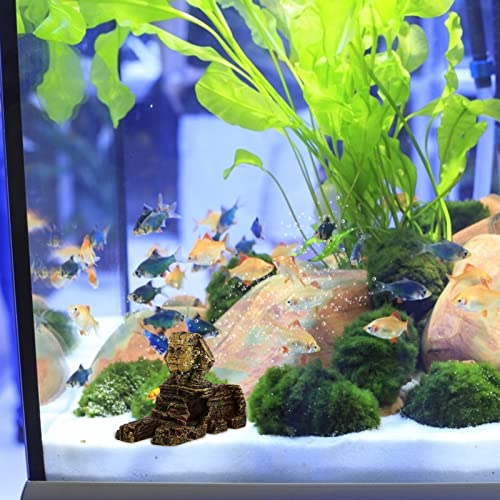 balacoo Aquarium Sphinx Statue Ornament 8.26X3.54X5.51In Golden Resin Egyptian Fish Tank Decor for Freshwater Saltwater Landscaping Betta Hides Desktop Decoration
