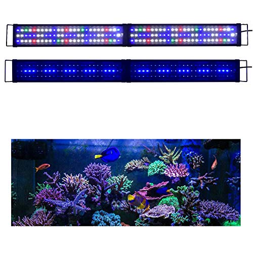 Upgraded Aquarium Light LED Full Spectrum 48-60 inch Foldable Hood Lamp for Freshwater Marine Plant Multi-Color Decorations Light (24"+24") - color: Full Spectrum 48-60 inch