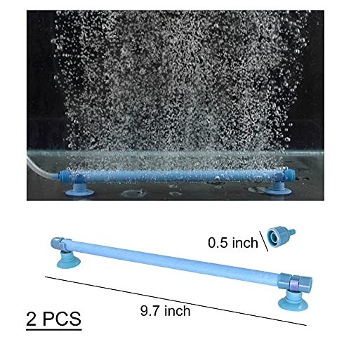 WishLotus 2 Pieces Length Aquarium Air Stone Bubble Wall with Suction Cups, Fish Tank Bubbler Air Bar Tube Bubble Release Diffuser Bar for Fish Tank Air Pump (Blue) - color: Blue
