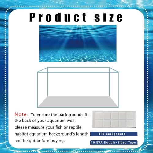Natural Undersea Aquarium Background, Underwater Ocean Sunlight Fish Tank Background 24X12IN with 8 EVA Double-Sided Tape - color: Ocean, size: 24X12in/60X30cm