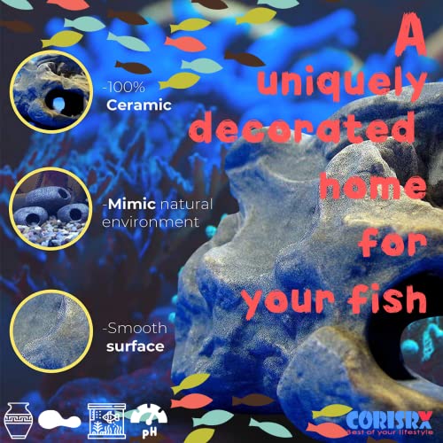 CORISRX DR. Moss Aquarium Decorations Cichlid Stone Marine Rock Cave Decor Decorative Fish Tank Freshwater Saltwater for Small Girls Tiny Turtle Reptile