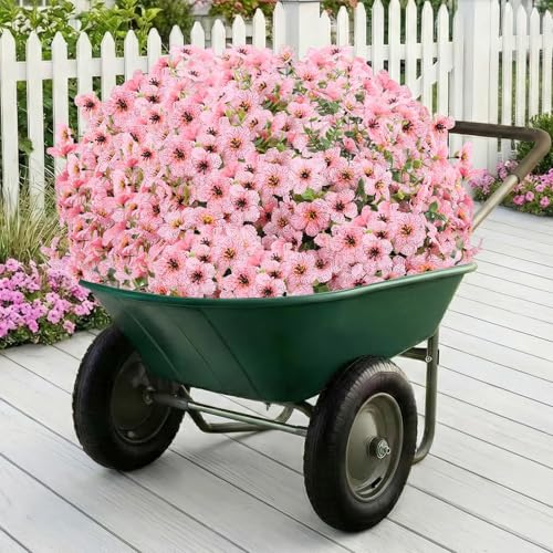 Artificial Flowers Fake Plants for Outdoors Spring Decoration, 13Bundles Silk Realistic UV Resistant Faux Flowers for Outside Planter Porch Yard Patio Garden Home Indoor, Pink - color: Pink, size: Artificial Flowers(13 Pcs)