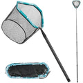 THKFISH Carbon Fiber Fishing Net - Long Handle, Portable Telescopic Landing Net - 27 to 157.5 Inch - Aluminum Mesh Frame Rubber Coated - size: 157.5” Telescopic Handle/19.7” Hoop Size