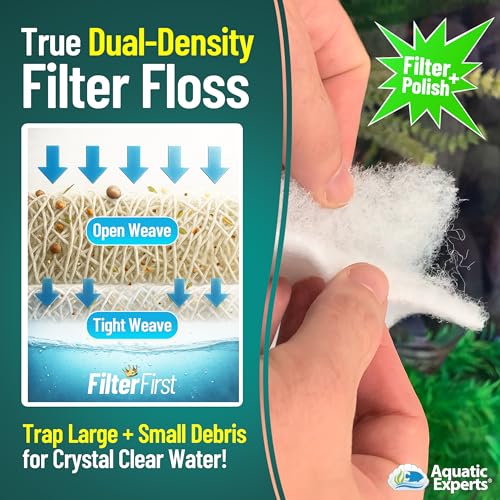 Aquarium Filter Floss for Fish Tank Filters - FilterFirst Aquarium Filter Pad - Media Roll for Crystal Clear Water, Aquatic Experts, 3/4" - 1" Thick (12 Inch Wide, Value Pack) - size: Aquarium Bundle