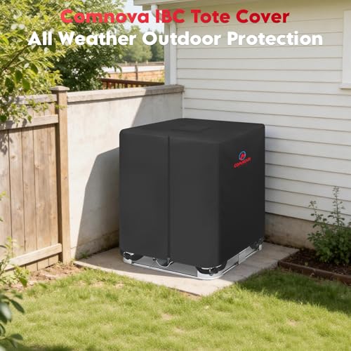 Comnova IBC Tote Cover 330 Gallon - 600D Water Tank Cover for IBC Container with Zipper, Heavy Duty & Waterproof Protective Covers Fit for Outdoor 1250L Garden Water Tank, All-Weather Protection - color: Black - 47.2"L x 39.4"W x 53"H