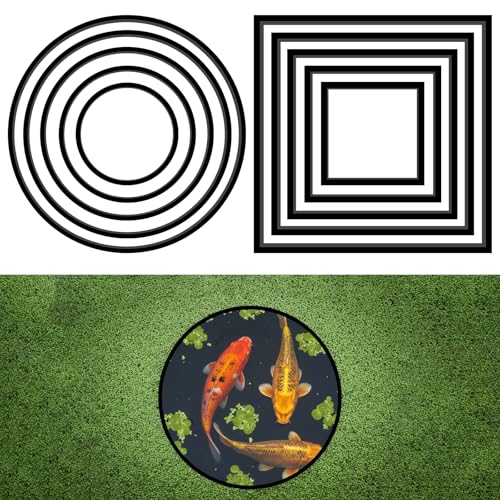 10 Pcs Aquarium Fish Feeding Ring Sets 5 Sizes Floating Plant Barrier Fishes Tank Accessories for Fish Tank Floating Plants Rectangles Circles Black