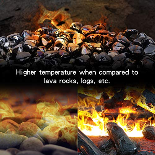 Stanbroil 10-Pound Fire Glass Diamonds - 1/2 inch Luster Fire Glass for Fireplace Fire Pit and Landscaping, Onyx Black Luster - color: Onyx Black Luster