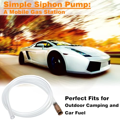 Gas Siphon Pump 1/2'' Copper Valve 6FT Syphon Hose for Water Gasoline Fuel & Other Liquid Safety Self Priming Shaker Siphon Hand Pump Tube