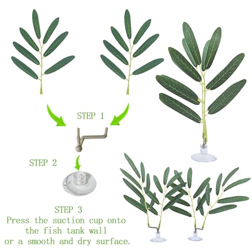Fish Leaf Pad Suction Cup Tank Accessories Aquarium Décor Simulating Adjustable Plastic Green Plants Betta Natural Playing Spawning Breeding Resting Bed Multi Leaf Design