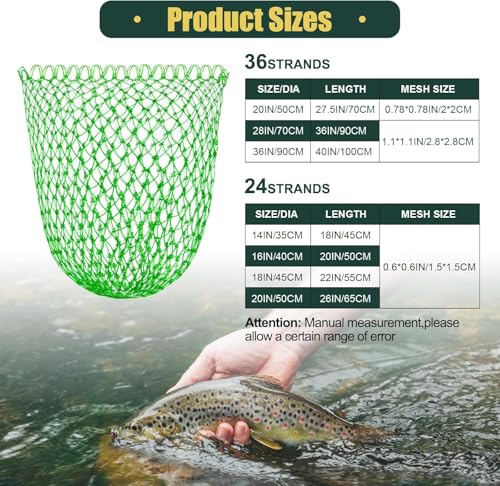 Fishing Net Nylon Replacement Fish Net Foldable Trout Net Without Handle for Freshwater Saltwater