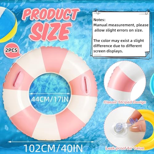 2 PCS Inflatable Pool Floats for Swimming Pool Party Lake Beach Adults - Floaties Pool Tubes Swim Rings Tubes Floaties for Beach Pool Party Decorations - color: Pink, size: 42"
