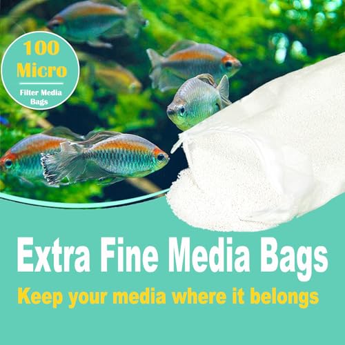 AQUANEAT Aquarium Filter Media Bags 6pcs Fish Tank Extra Fine 100 Micron Mesh Bags with Plastic Zipper for Activated Carbon (5.5” x 8”) - size: 5.5” x 8”